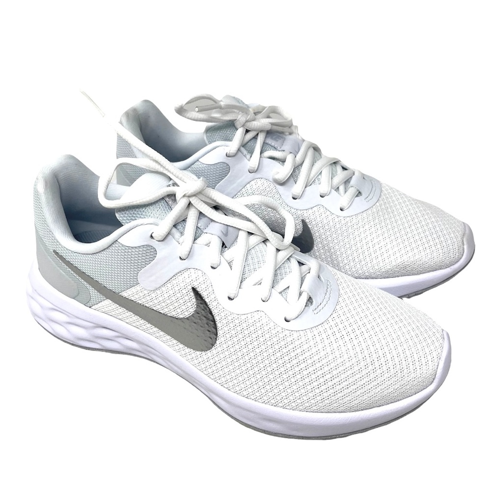 NIKE REVOLUTION 6 NN Mesh White Silver DC3729 101 Women's Sneakers - Picture 6 of 11